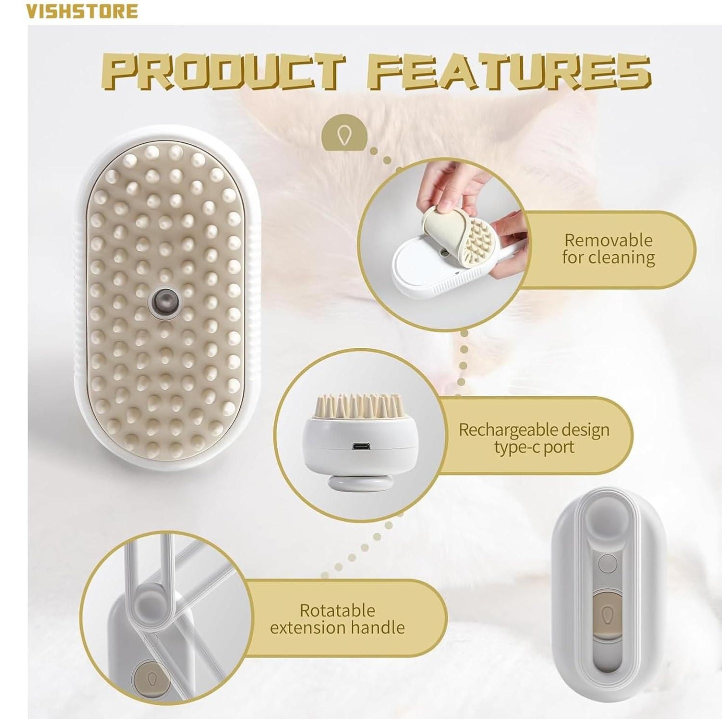 Steam Brush for Dog & Cat